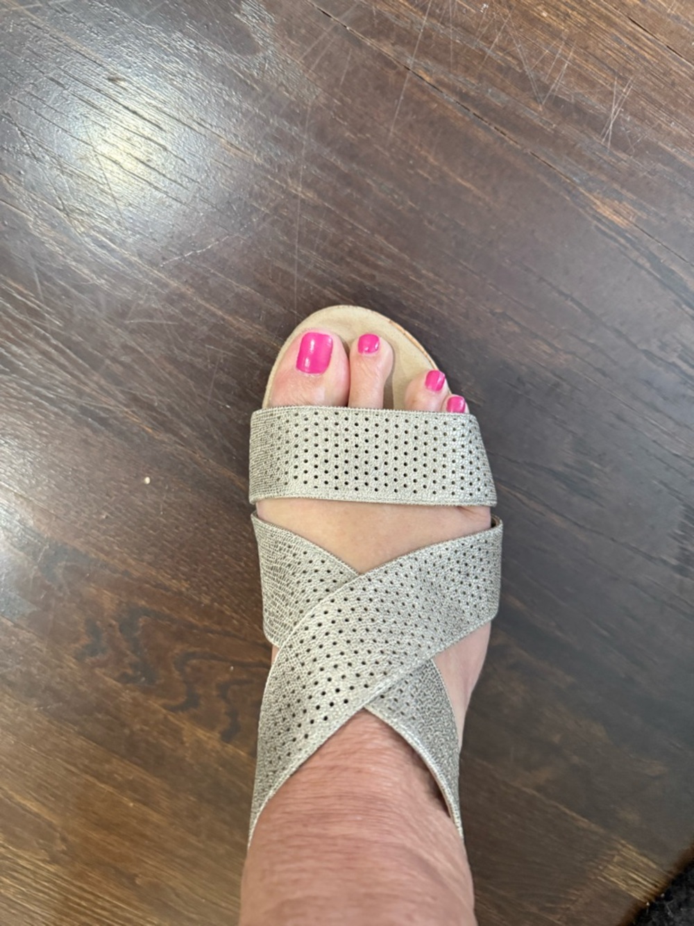 Anne Klein Silver Wedge Sandals - Picture 8 of 9